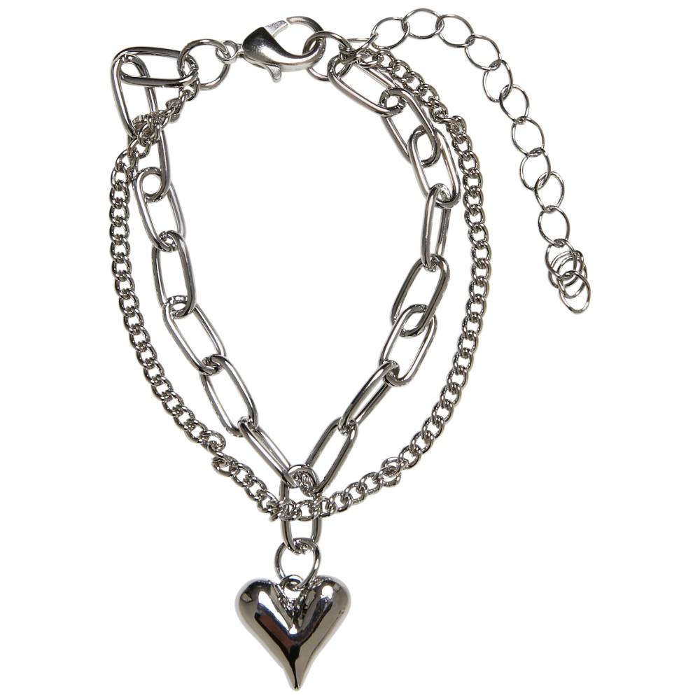 Urban Classics - Heart Icon Layering Armband - Zilverkleurig